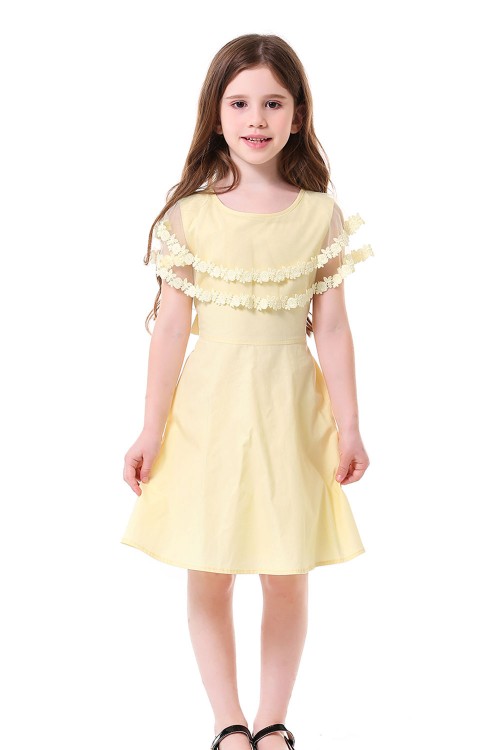 فستان بناتي اصفر فاتح