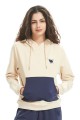 Beige & Navy Hoodie For Women, Cotton